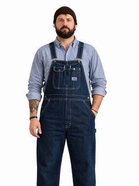 Big Smith Vintage Denim Overalls Dark Wash Relaxed Fit Size 42